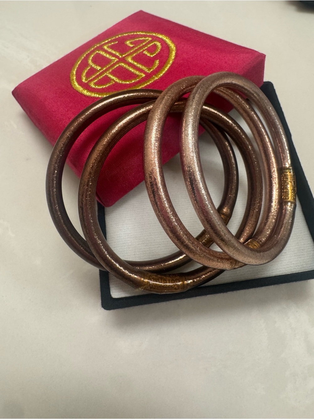 BUDHAGIRL All Weather Stackable Bangle Bracelet Set Fawn Size small